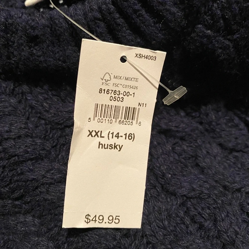 NWT‎ GAP Boys Navy Blue Fisherman Knit Cable Knit Crewneck Sweater Winter Warm
